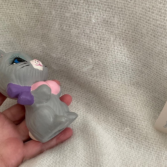 Ceramic Bunny Handpainted 5.5” Gray Pink Purple Easter Spring - Picture 8 of 10